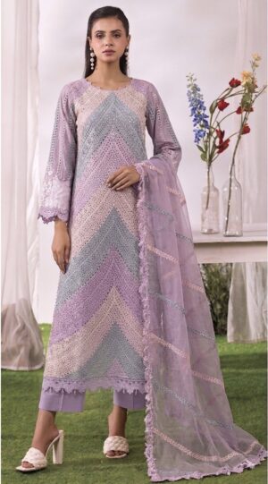 Stitched Lavender Chevron Cotton Set
